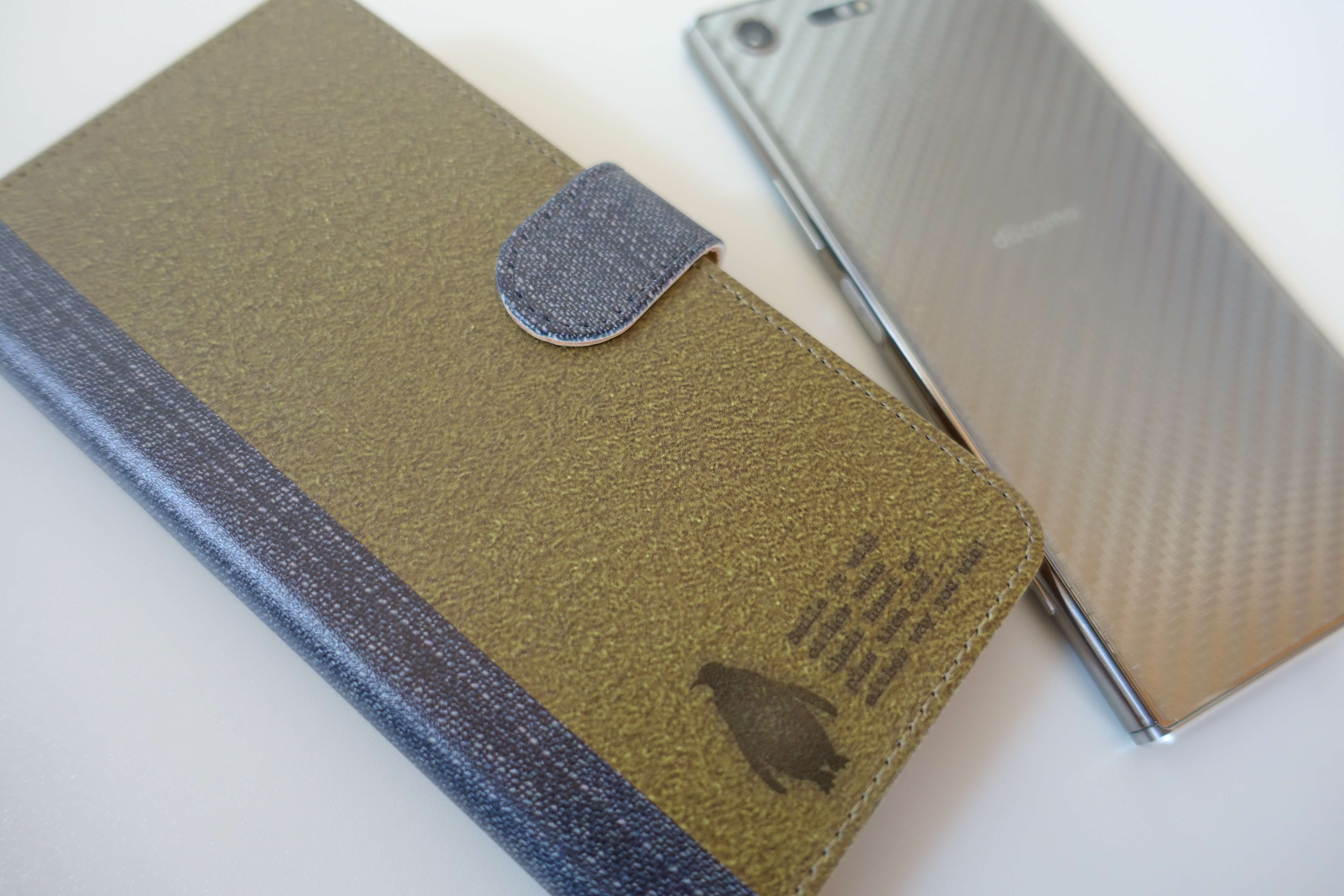 【Xperia XZ Premium】スエード&デニム風手帳型ケース